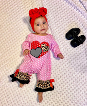 Load image into Gallery viewer, Cheetah Polka Dot Baby Girl Romper
