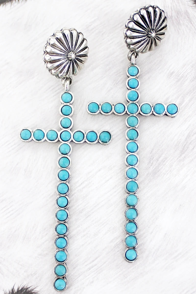 Turquoise Cross Earrings