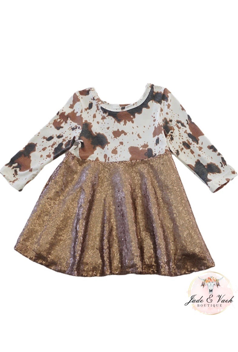 Cow Print Sequin Dress