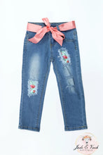 Load image into Gallery viewer, Floral Top With Denim Jean Set
