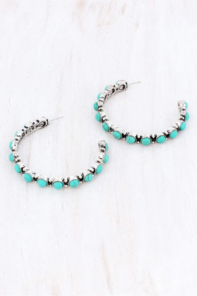 Turquoise Medium Size Hoop Earrings