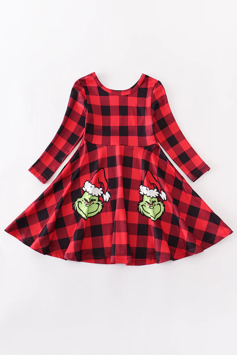 Red & Black Plaid Grinch Dress